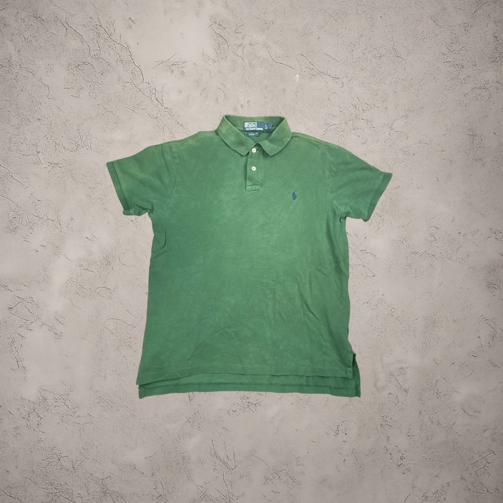 Polo Ralph Lauren Mens Large Green Custom Fit Short Sleeve Pique Polo Shirt